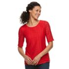 Women's Dana Buchman Lace Tee, Size: Large, Med Red
