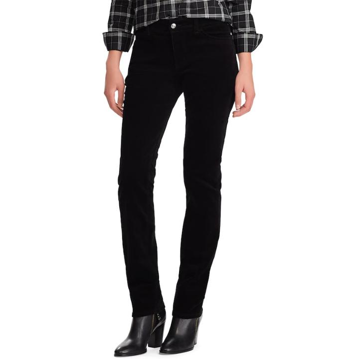 Women's Chaps Stretch Corduroy Staight-leg Pants, Size: 2 Short, Black