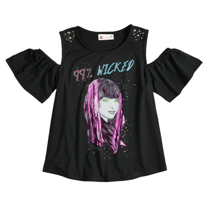 Disney's D-signed Descendants 2 Girls 7-16 99% Wicked Cold-shoulder Tee, Size: Medium, Black