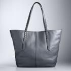 Simply Vera Vera Wang Langly Studded Leather Tote, Women's, Dark Grey