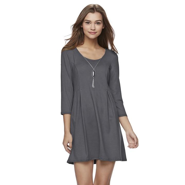Juniors' Lily Rose Pleated Swing Dress, Girl's, Size: Small, Grey (charcoal)