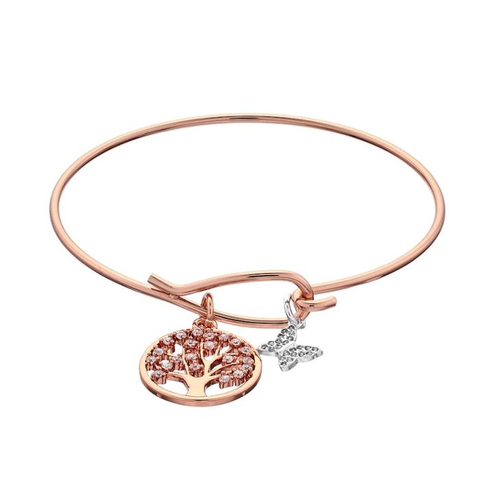 Silver Expressions By Larocks Family Tree & Butterfly Bangle Bracelet, Women's, White