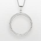 Silver On The Rocks Sterling Silver Crystal Circle Pendant - Made With Swarovski Crystals, Women's, White