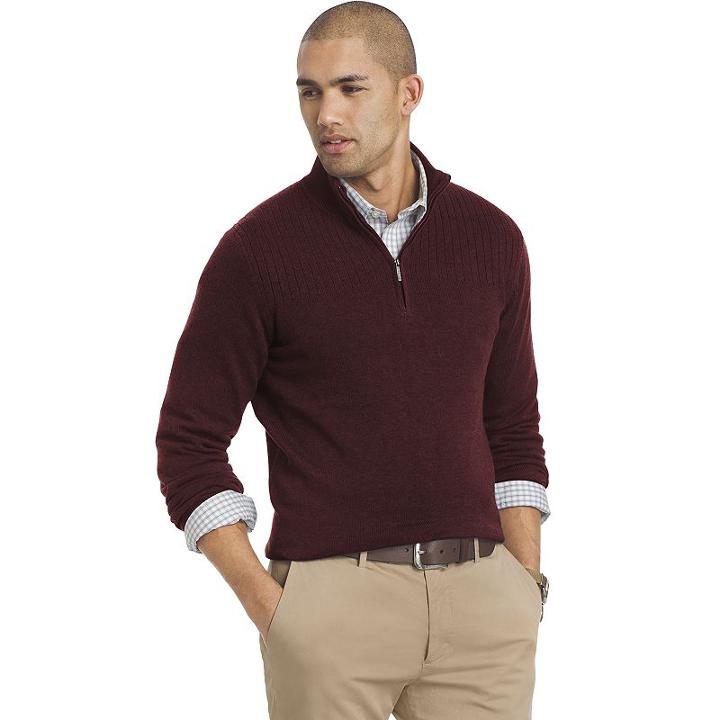 Big & Tall Van Heusen Classic-fit Fine Gauge Heathered Quarter-zip Sweater, Men's, Size: 4xb, Red Other
