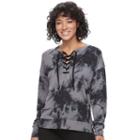 Juniors' Mudd&reg; Lace-up Sweatshirt, Teens, Size: Small, Black