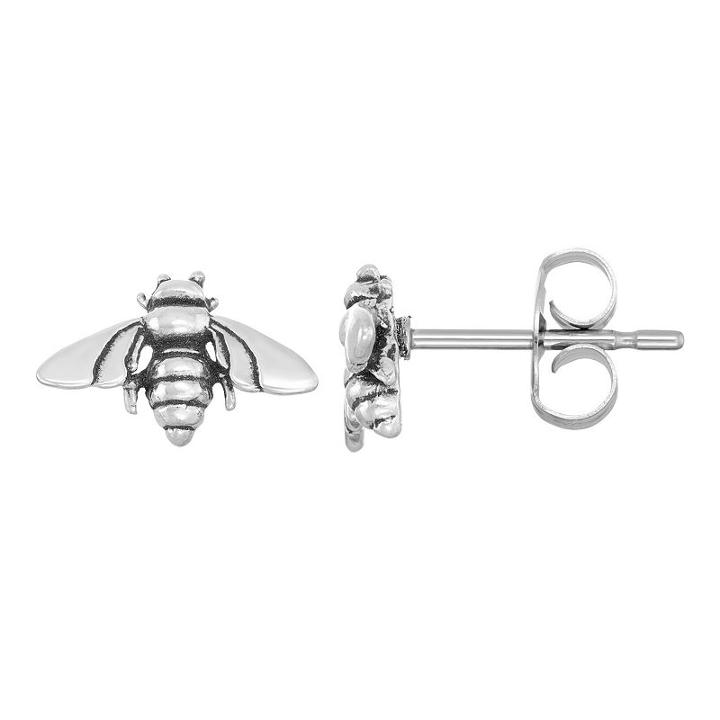 Journee Collection Sterling Silver Honeybee Stud Earrings, Women's, Grey