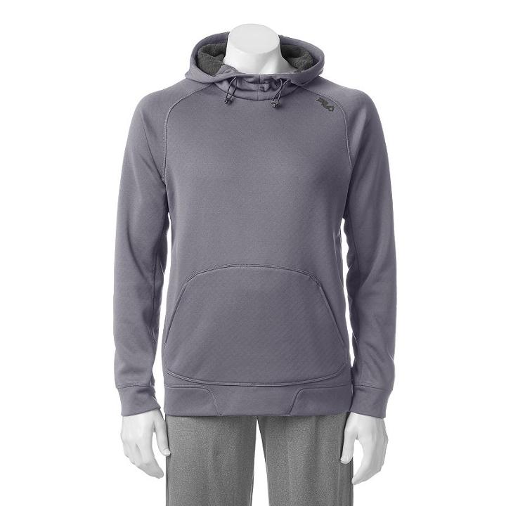 Men's Fila Sport&reg; Alpha Fleece Pullover Hoodie, Size: Large, Dark Grey