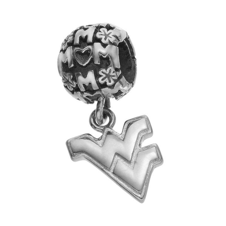 Dayna U Sterling Silver West Virginia Mountaineers Team Logo Mom Charm, Women's, Grey