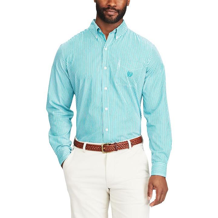 Men's Chaps Classic-fit Patterned Stretch Button-down Shirt, Size: Xxl, Green