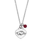Fiora Sterling Silver Arkansas Razorbacks Heart Pendant Necklace, Women's, Size: 18, Red