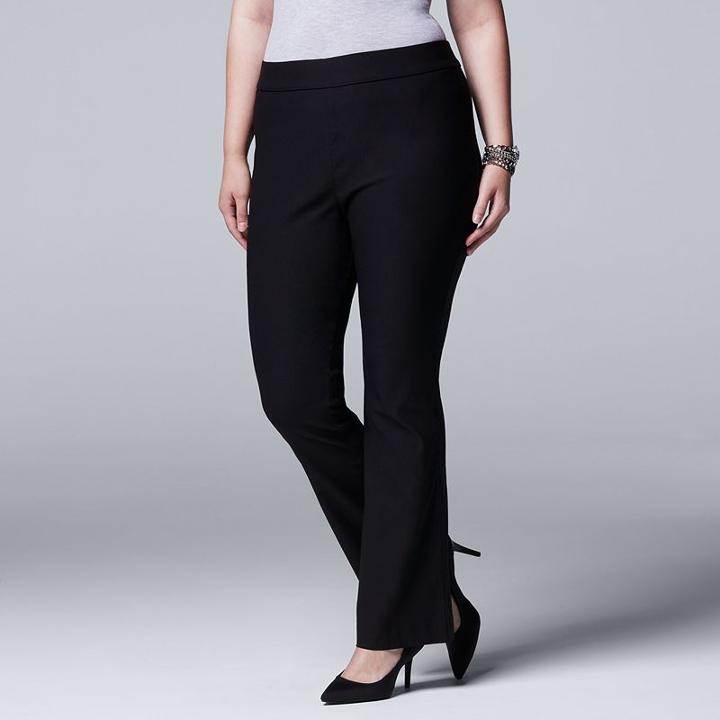 Plus Size Simply Vera Vera Wang Pull-on Bootcut Pants, Women's, Size: 2xl, Black