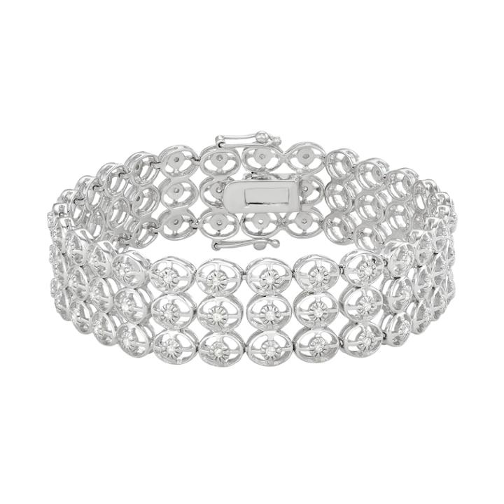 Sterling Silver 1 Carat T.w. Diamond Triple Row Bracelet, Women's, Size: 7.5, White