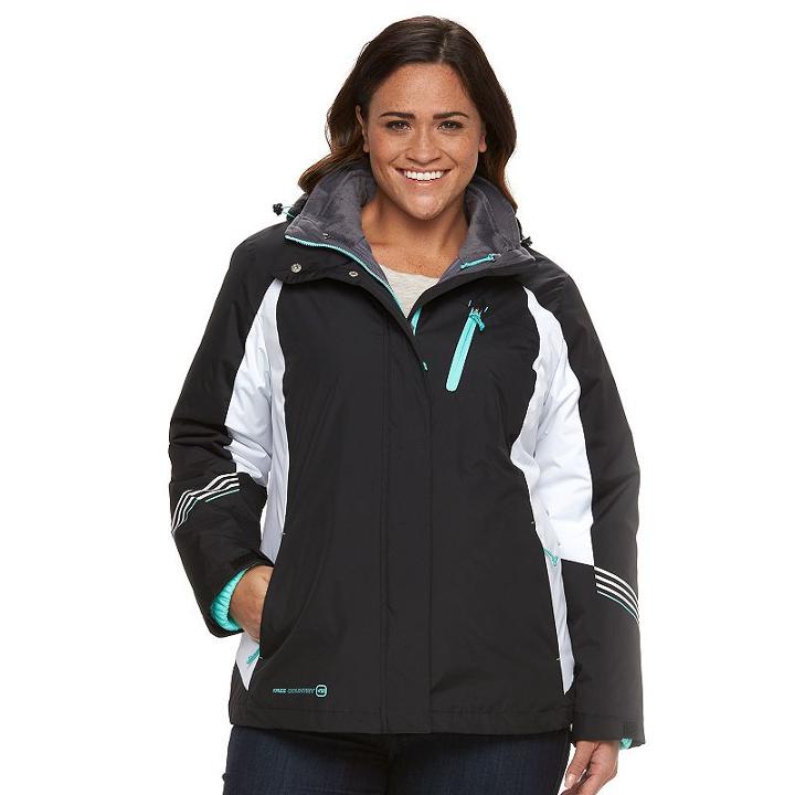 Plus Size Free Country Colorblock 3-in-1 Systems Jacket, Women's, Size: 2xl, Black