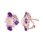 Sterling Silver Rose Quartz & Gemstone Cluster Stud Earrings, Women's, Purple