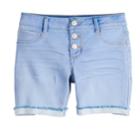 Girls 7-16 Mudd&reg; Whiskered Midi Jean Shorts, Size: 8, Blue