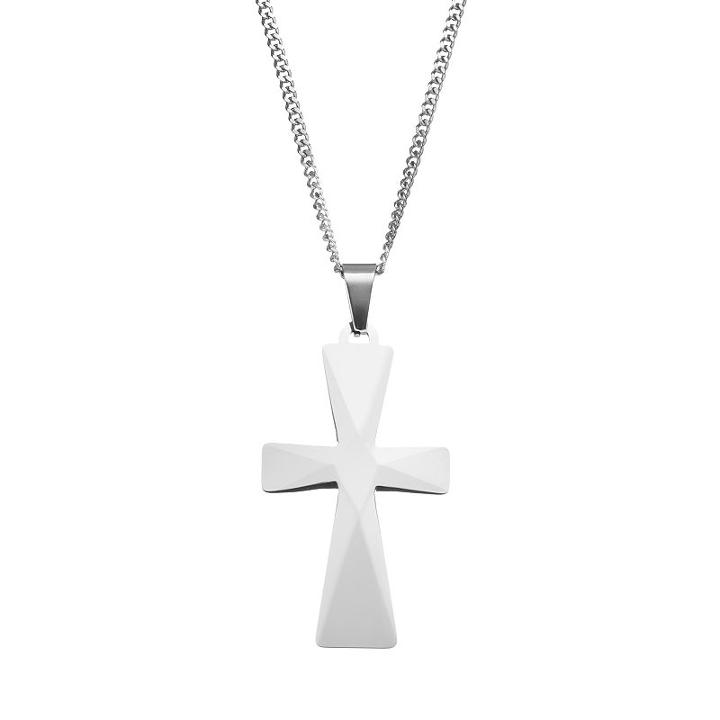 Stel Men's Tungsten Carbide Cross Pendant Necklace, Size: 24, Grey