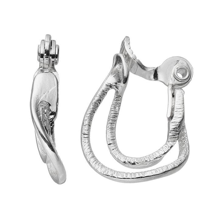 Napier Curved Nickel Free Clip On Double Drop Earrings, Women's, Silver