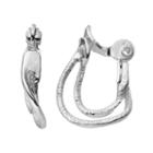 Napier Curved Nickel Free Clip On Double Drop Earrings, Women's, Silver