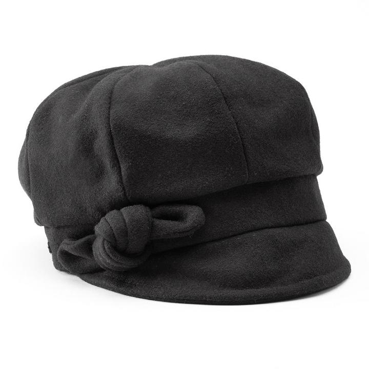 Women's Betmar Adele Knotted Bow Newsboy Hat, Black