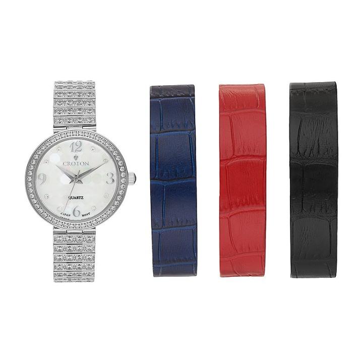 Croton Women's Cubic Zirconia Watch & Interchangeable Band Set, Multicolor