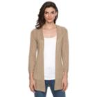 Women's Croft & Barrow&reg; Pointelle Open-front Cardigan, Size: Large, Lt Brown