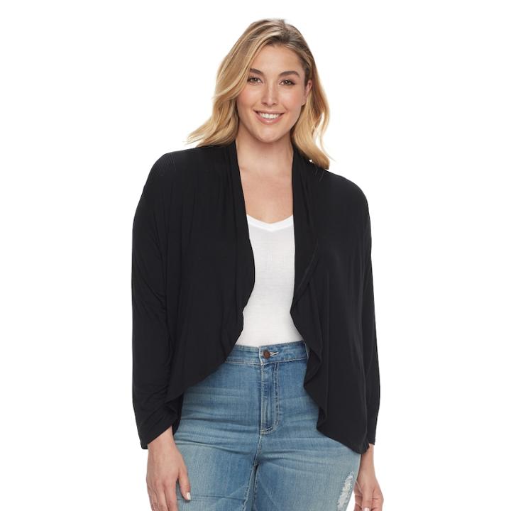 Plus Size Apt. 9&reg; Flyaway Cardigan, Women's, Size: 1xl, Black