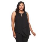 Plus Size Jennifer Embellished Asymmetrical Top, Women's, Size: 0x, Black