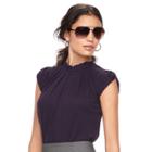 Women's Elle&trade; Pleated Mockneck Top, Size: Small, Purple