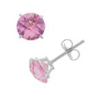 Lab-created Pink Sapphire 10k White Gold Stud Earrings, Women's