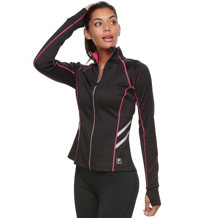 Women's Fila Sport&reg; Contrast Zipper Thumb Hole Jacket, Size: Xs, Black