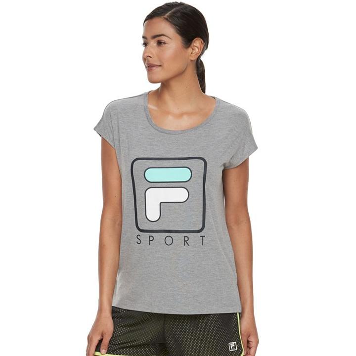 Women's Fila Sport&reg; Step Hem Short Sleeve Graphic Tee, Size: Small, Light Grey