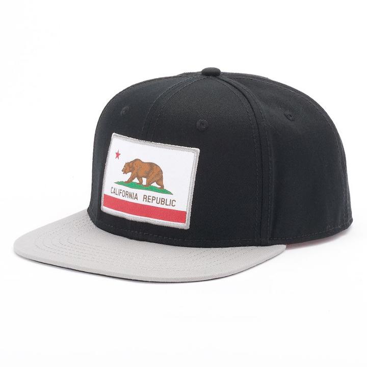 Men's California Flag Snapback Cap, Black