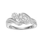 Always Yours Sterling Silver 1/2 Carat T.w. Diamond Flower Engagement Ring, Women's, Size: 7, White
