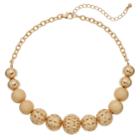Filigree, Textured & Shiny Ball Bead Nickel Free Necklace, Women's, Gold