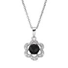 Radiant Gem Onyx Sterling Silver Flower Pendant Necklace, Women's, Size: 18, Black