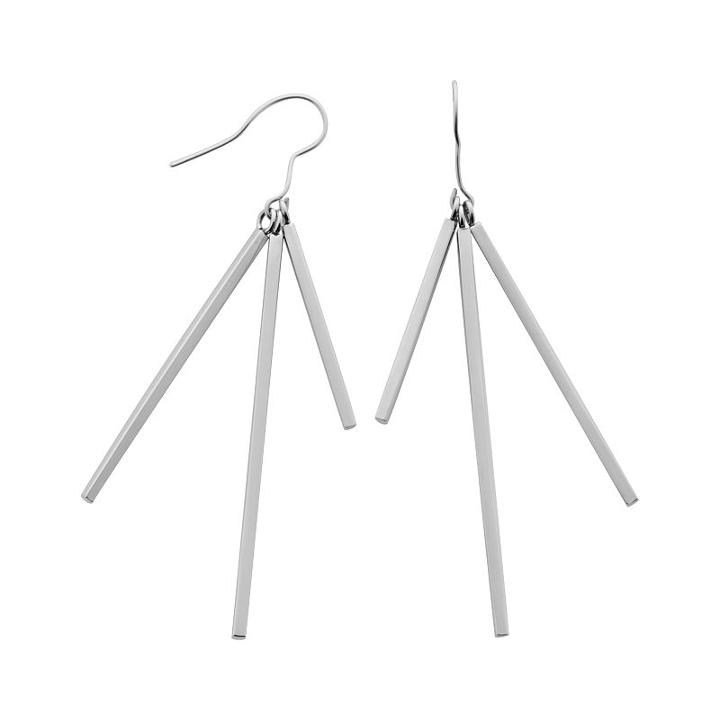 Stainless Steel Bar Drop Earrings, Women's, Grey