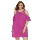Plus Size Sonoma Goods For Life&trade; Macrame Cold-shoulder Dress, Women's, Size: 2xl, Dark Pink