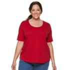 Plus Size Croft & Barrow&reg; Essential Elbow Sleeve Tee, Women's, Size: 4xl, Med Red
