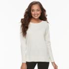 Petite Apt. 9&reg; Ribbed Crewneck Sweater, Women's, Size: L Petite, White