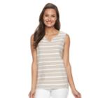 Women's Croft & Barrow&reg; Striped Jacquard Tank Top, Size: Large, Lt Beige