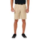 Men's Haggar&reg; Cool 18&reg; Pro Straight-fit Solid Pleated Shorts, Size: 34, Beige
