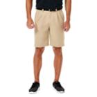Men's Haggar&reg; Cool 18&reg; Pro Straight-fit Solid Pleated Shorts, Size: 34, Beige