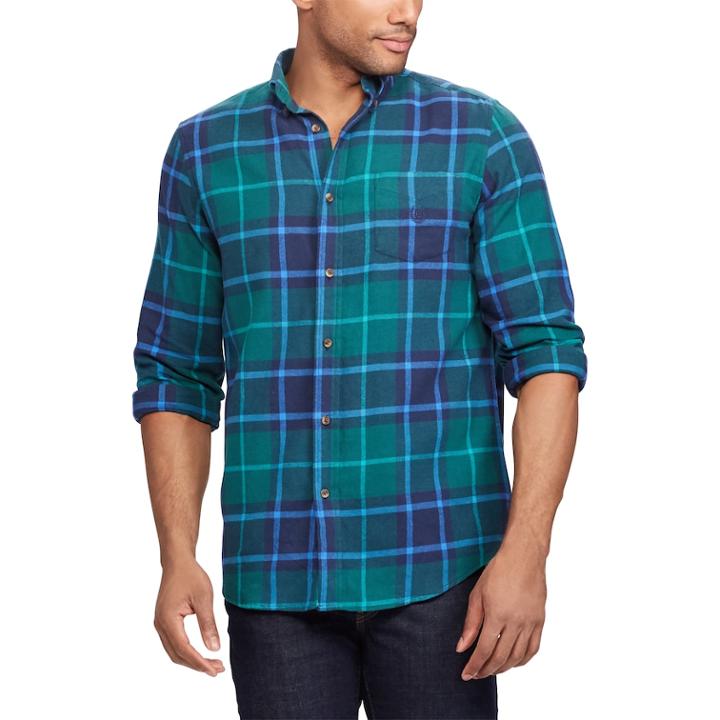 Big & Tall Chaps Classic-fit Plaid Flannel Button-down Shirt, Men's, Size: 4xb, Turquoise/blue (turq/aqua)