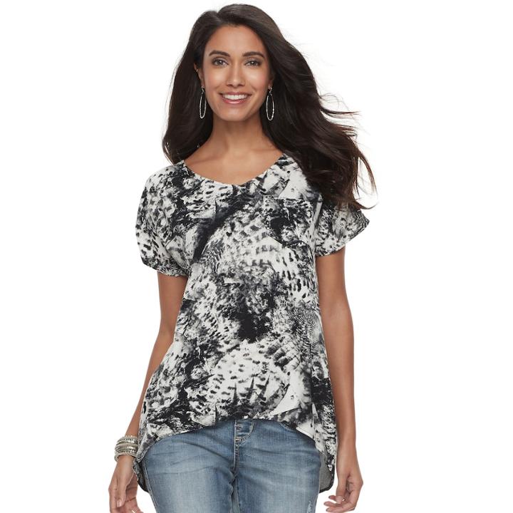 Women's Rock & Republic&reg; High-low Tee, Size: Medium, Med Grey