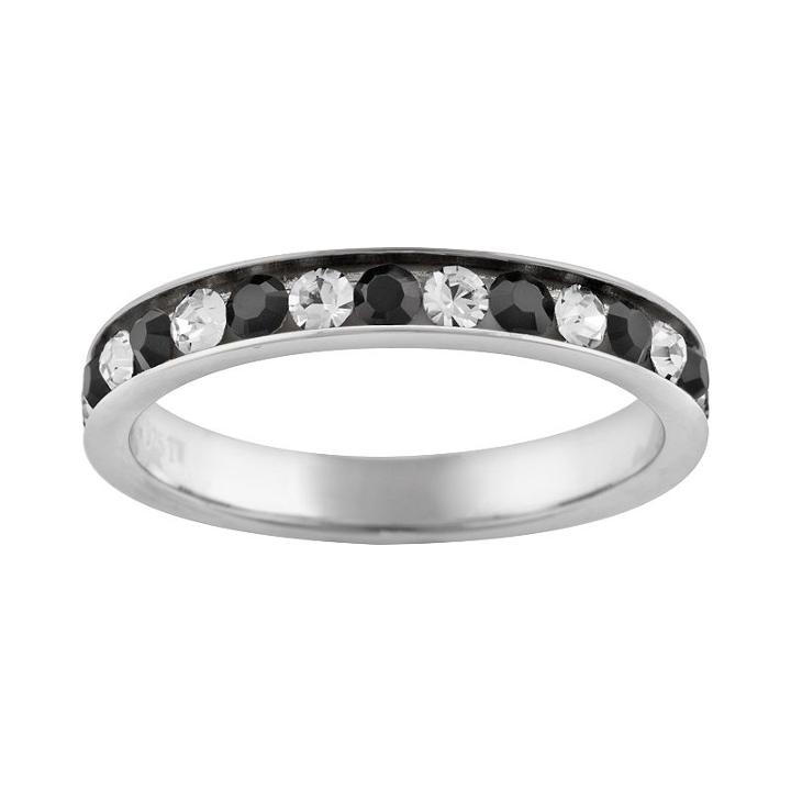 Silver Plated Simulated Crystal Eternity Ring, Women's, Size: 8, Black