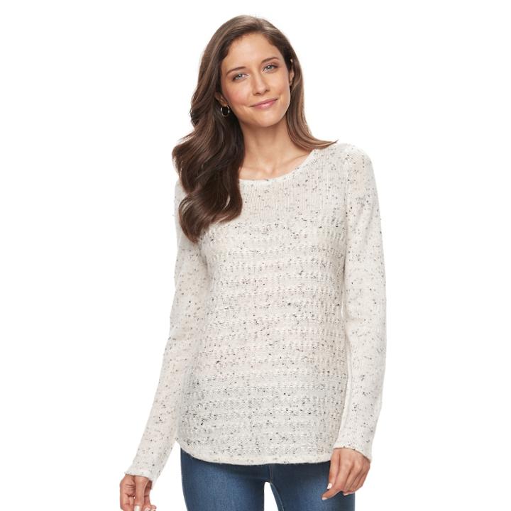 Women's Croft & Barrow® Shirttail Long Sleeve Sweater, Size: Xs, Silver