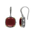 Lavish By Tjm 14k Gold Over Silver And Sterling Silver Agate Drop Earrings - Made With Swarovski Marcasite, Women's, Red