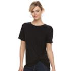Women's Apt. 9&reg; Knot Front Tee, Size: Xs, Black
