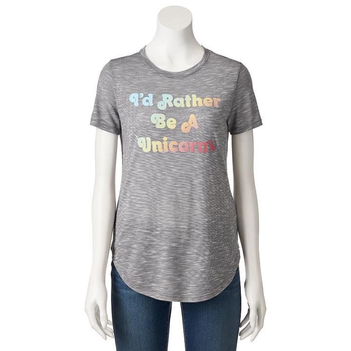 Juniors' I'd Rather Be A Unicorn Graphic Tee, Girl's, Size: Small, Ovrfl Oth