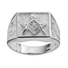 Sterling Silver Diamond Accent Masonic Ring - Men, Size: 11, White